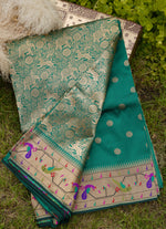 Load image into Gallery viewer, Banarasi silk saree with paithani border
