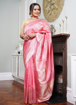 Load image into Gallery viewer, Banarasi silk kadwa pink saree
