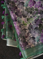 Load image into Gallery viewer, Multicolor Floral Print Linen Saree
