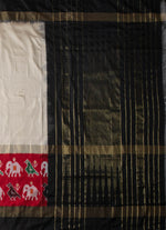 Load image into Gallery viewer, Ikat silk Black and white saree
