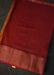 Maroon Paisley Printed Linen Saree