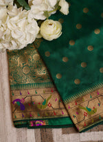Load image into Gallery viewer, Banarasi silk saree with pythani border

