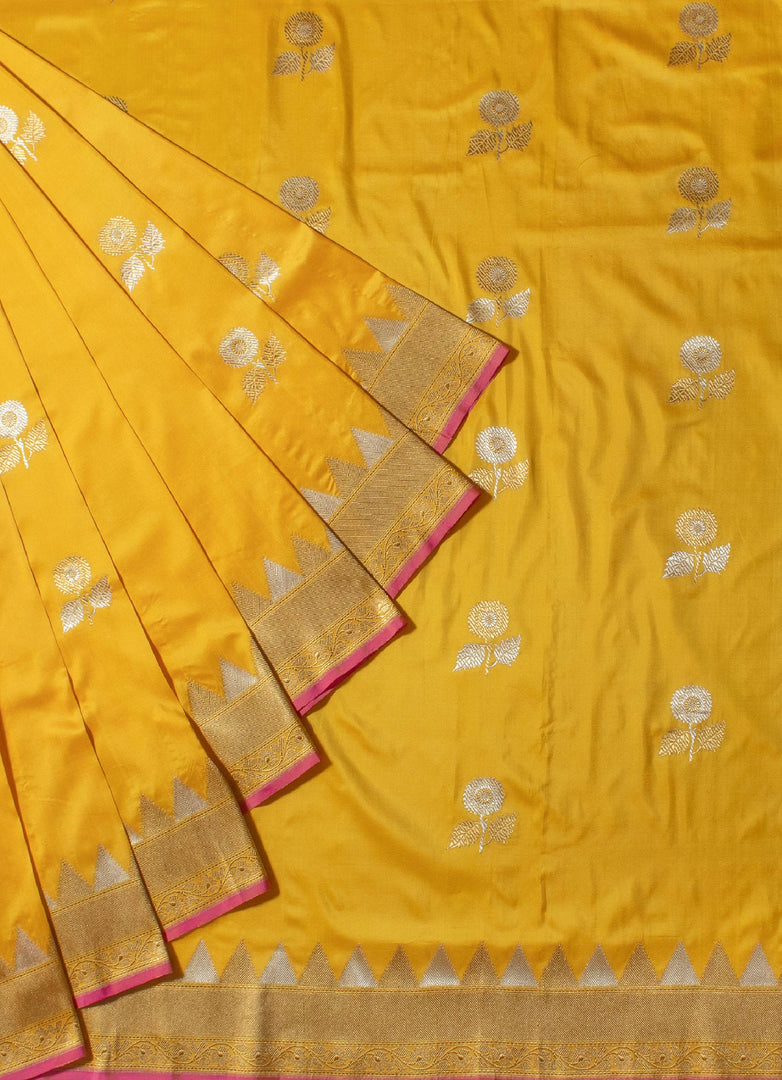 Floral motif kadwa weave banarasi silk saree