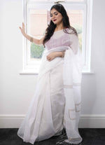 Load image into Gallery viewer, Semi Silk Saree in pure white
