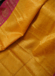 Banarasi silk saree in Bashanti and fusia pink