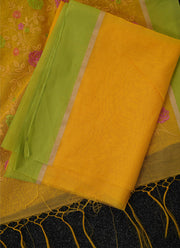 Banarasi embroidery half silk saree