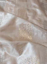 Load image into Gallery viewer, Grey Tussur sillk saree with golden an silver zari work
