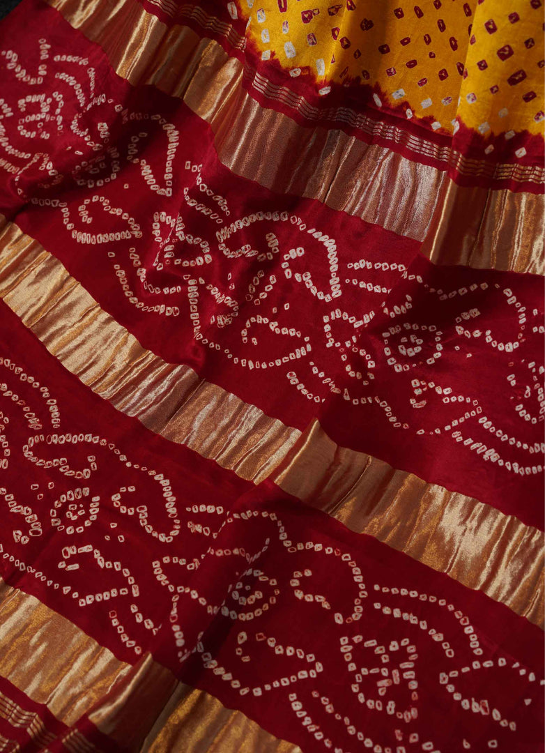 Basanti and red Modal silk saree