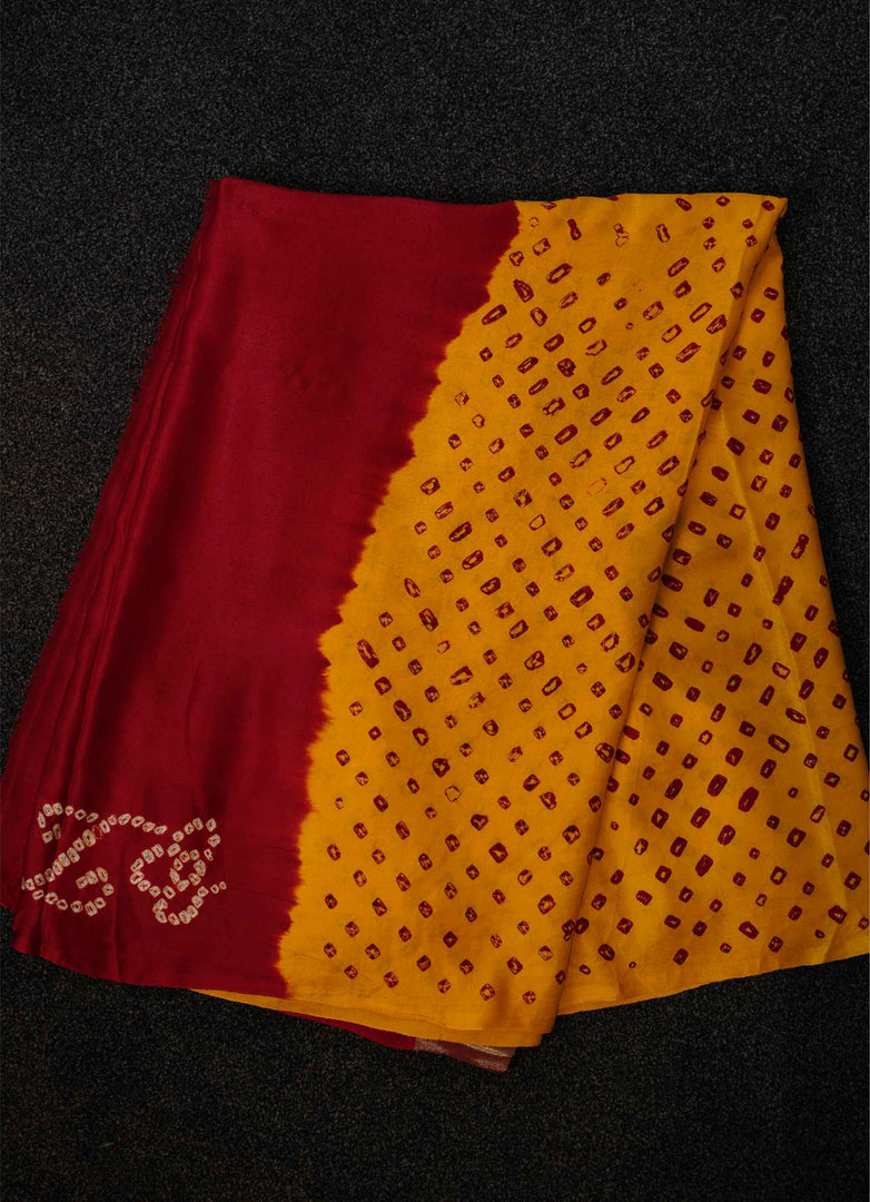 Basanti and red Modal silk saree