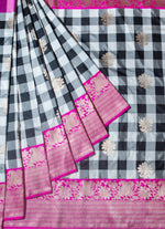 Load image into Gallery viewer, Exclusive Chequered Banarasi silk saree in Kadwa Weave
