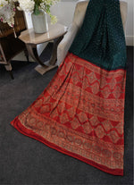 Load image into Gallery viewer, Ajrakh block printed gajji silk saree
