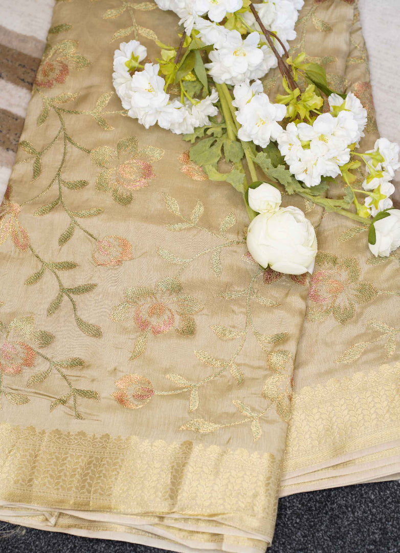 Embroidery Banarasi silk saree