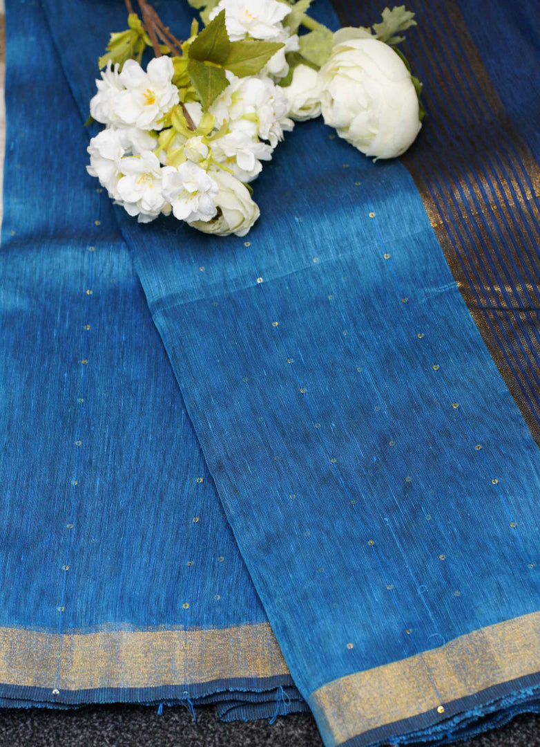 Blue Raw silk saree