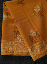 Load image into Gallery viewer, Musterd color Linen Saree
