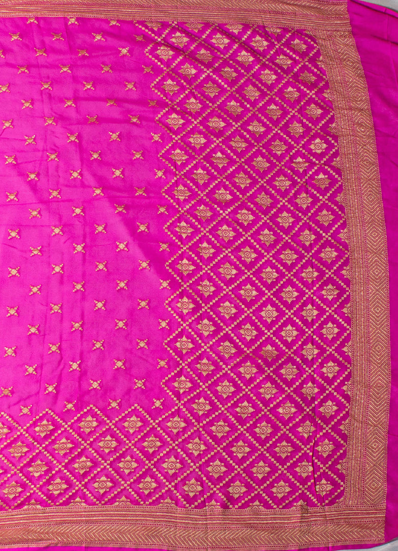 Khadi Georgette Saree in Fuchia Pink