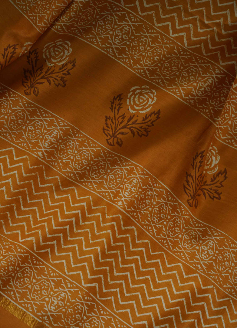 Musterd color Linen Saree