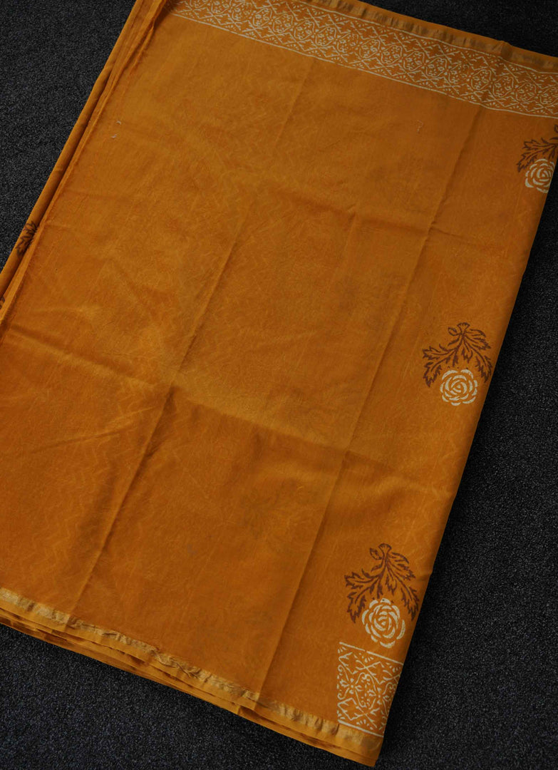 Musterd color Linen Saree