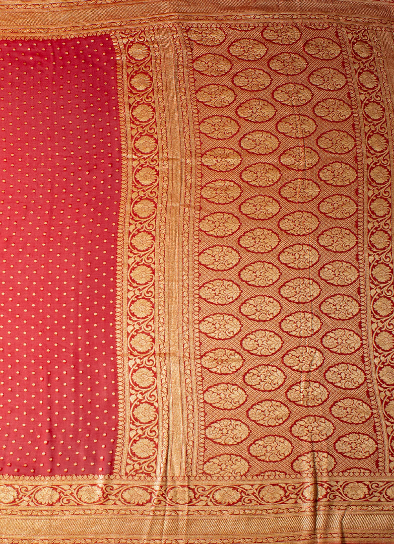 Buta Khadi Georgette Saree in Red