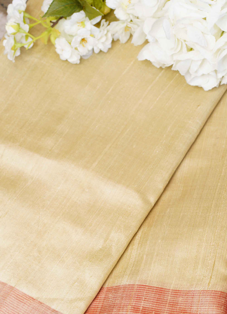 Cream Raw silk saree