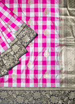 Load image into Gallery viewer, Chequered Banarasi silk saree in Kadwa Weave