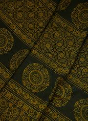 Bottle Green Chequred Linen Saree