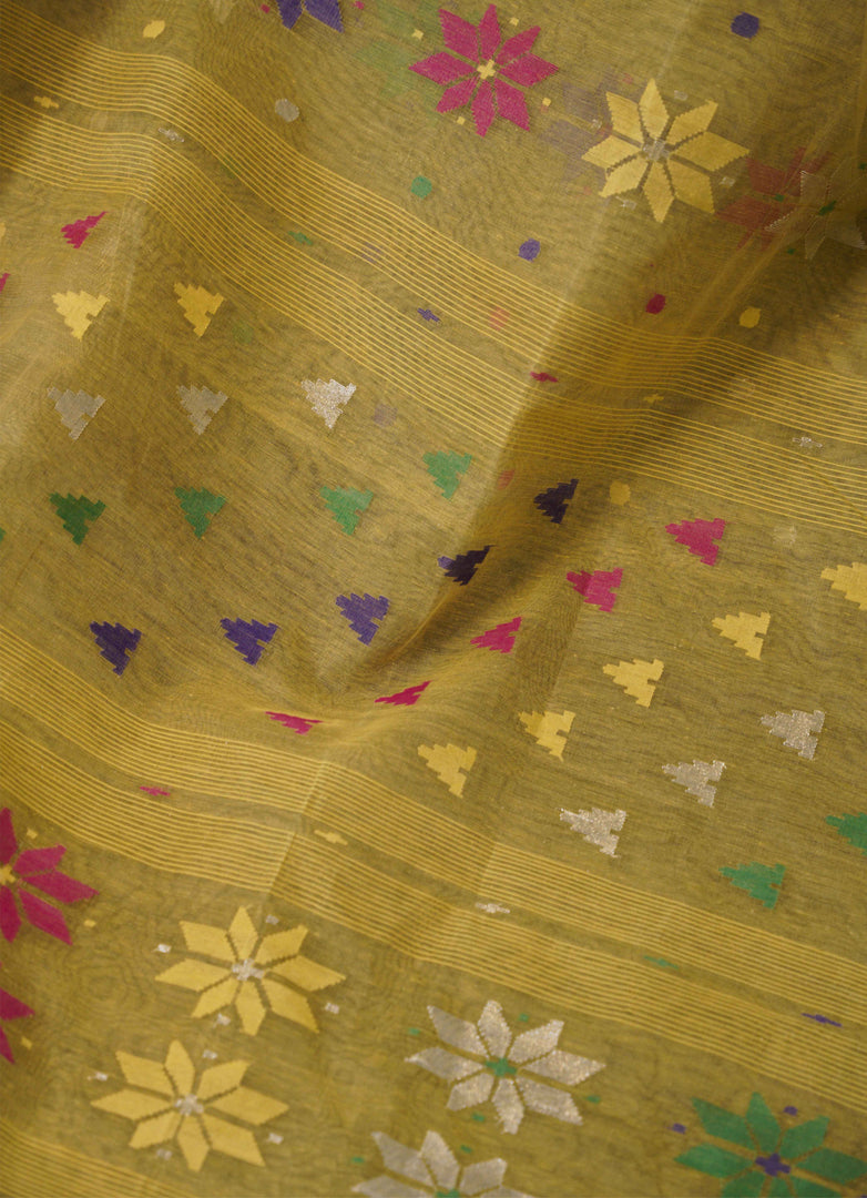 Handoven Multicolor Dhakai jamdani Pure cotton saree
