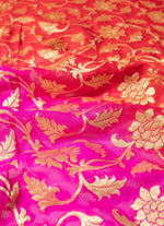 Load image into Gallery viewer, Dual Shade Khadi Georgette Saree  in Orange and Pink
