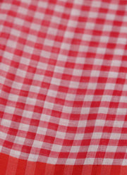 Red and white Banarasi Chequred Cotton Saree