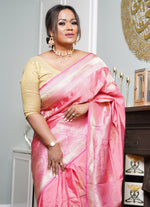Load image into Gallery viewer, Banarasi silk kadwa pink saree
