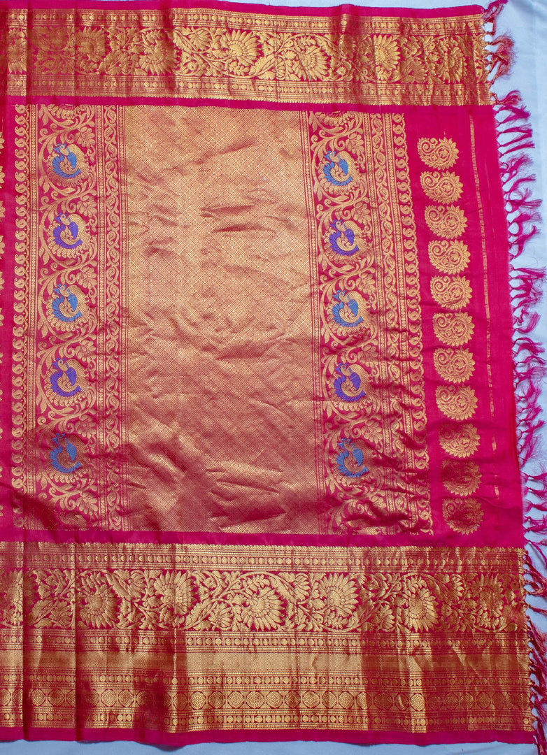 Bridal gadwal Silk Saree with kanji border