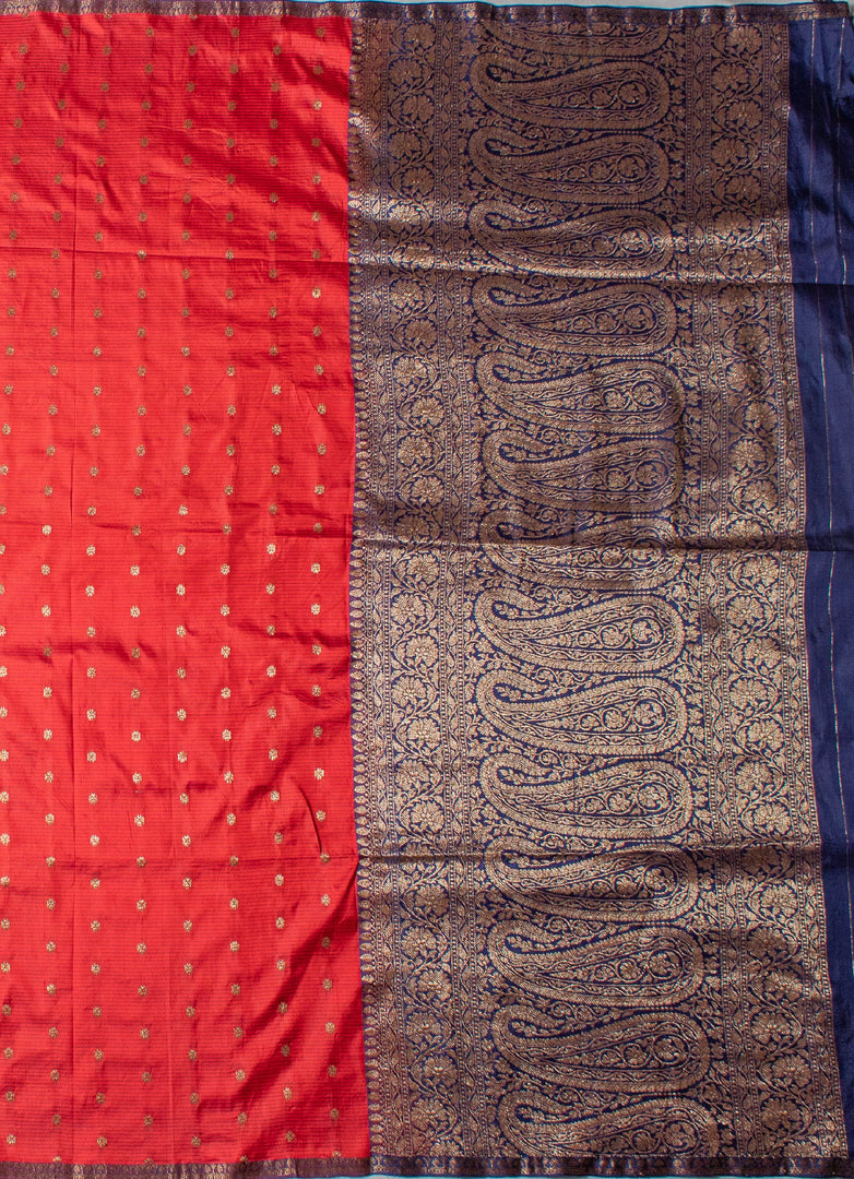 Buta Banarasi Silk saree in red and blue