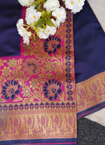 Load image into Gallery viewer, Blue banarasi silk saree
