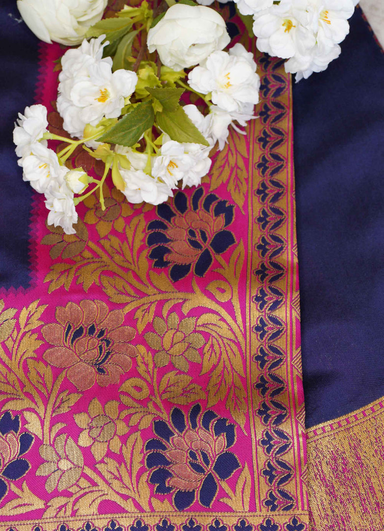 Blue banarasi silk saree