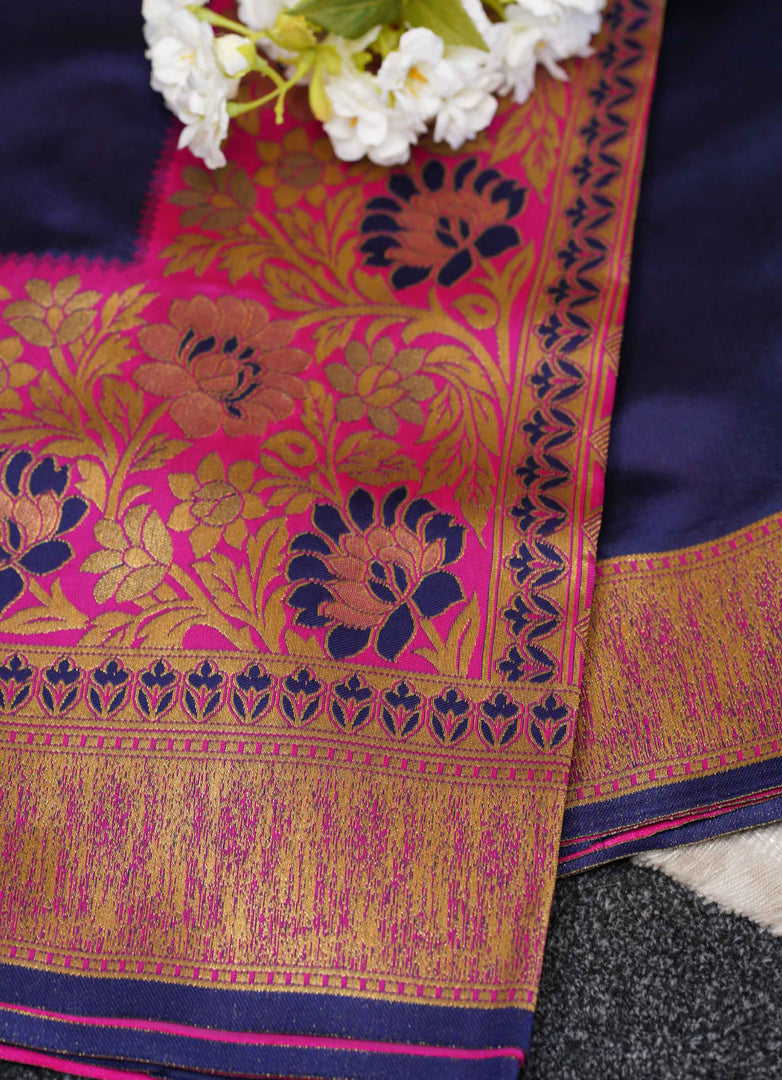 Blue banarasi silk saree