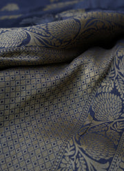 Ash and turnish gold Munga Silk Saree