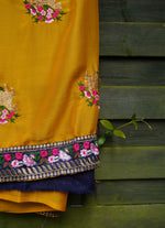 Load image into Gallery viewer, Bashonti colour floral embroidery Chiffon Saree
