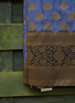 Load image into Gallery viewer, Grey colour with copper border and pallu half silk saree from Banaras
